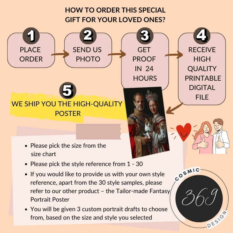 custom royal couple portrait with pet from photo8
