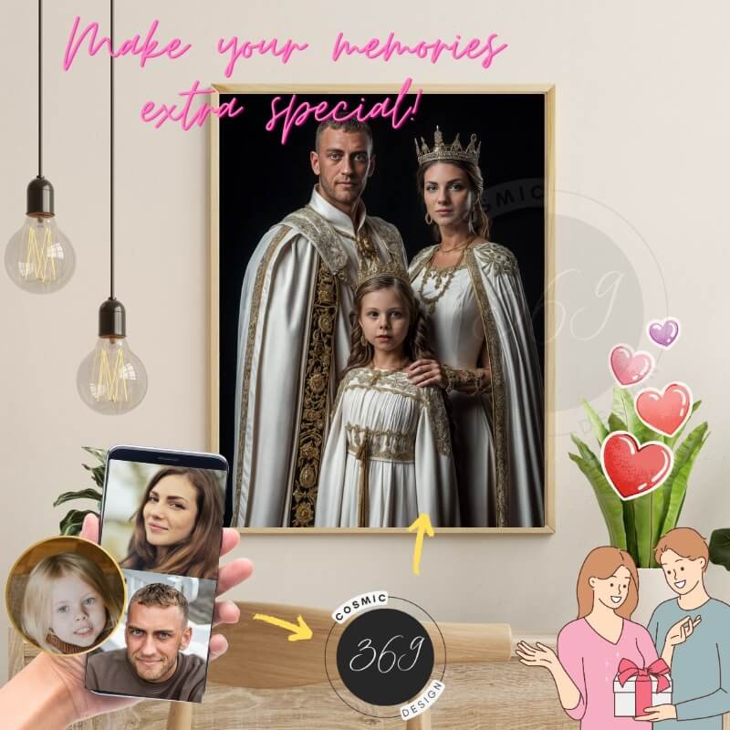 custom royal family portrait poster from photo1 Royal Family Portrait from a normal photo -- best celebration gift