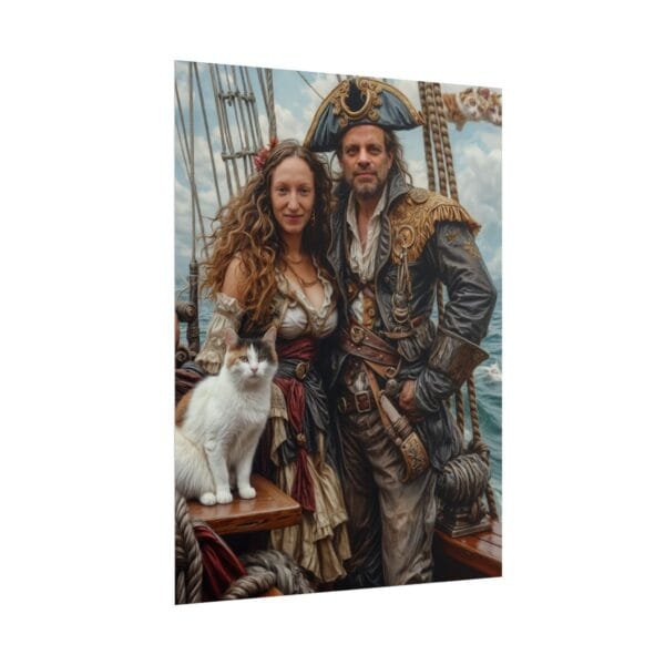 Pirate Fantasy Couple Portrait Poster with pet from photo | Custom Digital Portrait Painting from photo | Best for Birthday Gift, Holiday Gift - Image 55