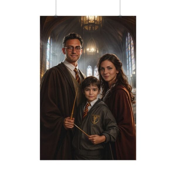 Custom Wizard Family (3 person) Portrait Poster from photo | custom digital portrait painting from photo | Best for Birthday Gift, Holiday Gift - Image 3