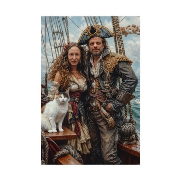 Pirate Fantasy Couple Portrait Poster with pet from photo | Custom Digital Portrait Painting from photo | Best for Birthday Gift, Holiday Gift - Image 33