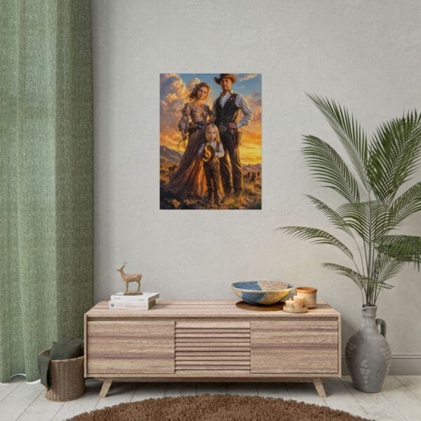Cowboy Fantasy Family Portrait Poster from photo 3 person | custom digital portrait painting from photo | Best for Birthday Gift, Holiday Gift - Image 36