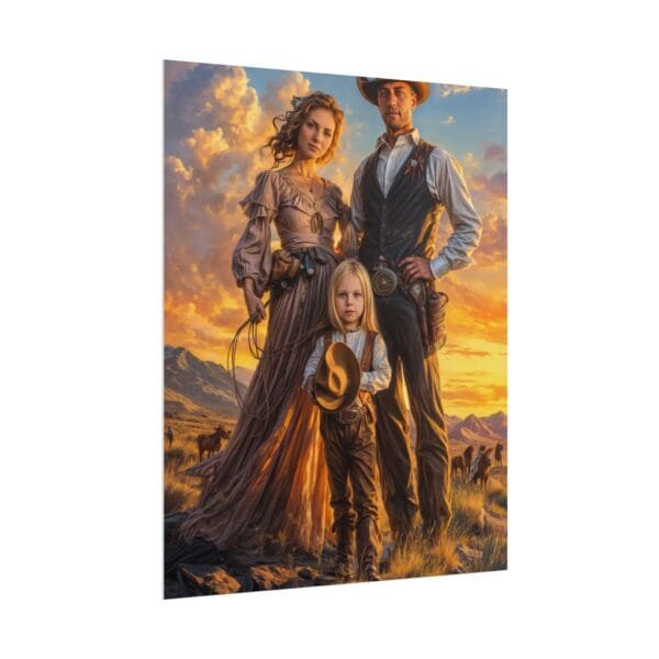 Cowboy Fantasy Family Portrait Poster from photo 3 person | custom digital portrait painting from photo | Best for Birthday Gift, Holiday Gift - Image 64