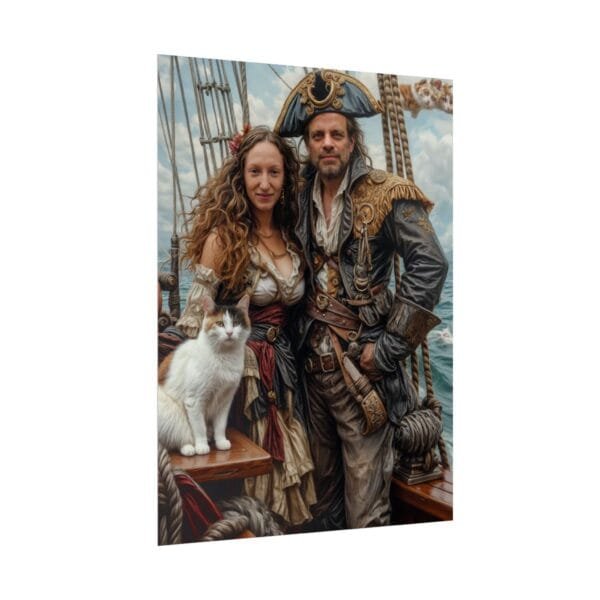 Pirate Fantasy Couple Portrait Poster with pet from photo | Custom Digital Portrait Painting from photo | Best for Birthday Gift, Holiday Gift - Image 31