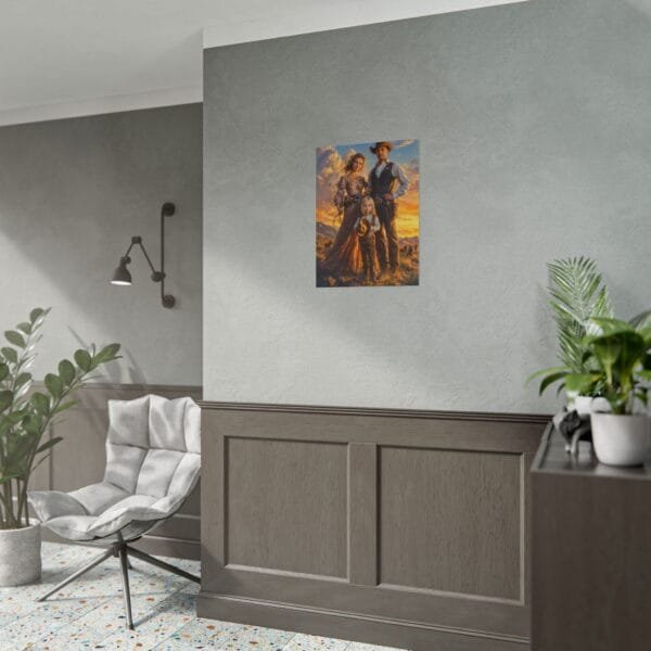Cowboy Fantasy Family Portrait Poster from photo 3 person | custom digital portrait painting from photo | Best for Birthday Gift, Holiday Gift - Image 80
