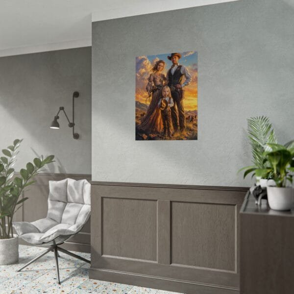 Cowboy Fantasy Family Portrait Poster from photo 3 person | custom digital portrait painting from photo | Best for Birthday Gift, Holiday Gift - Image 40