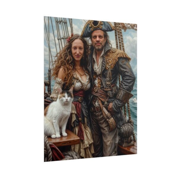 Pirate Fantasy Couple Portrait Poster with pet from photo | Custom Digital Portrait Painting from photo | Best for Birthday Gift, Holiday Gift - Image 51