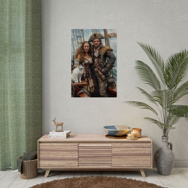 Pirate Fantasy Couple Portrait Poster with pet from photo | Custom Digital Portrait Painting from photo | Best for Birthday Gift, Holiday Gift - Image 40