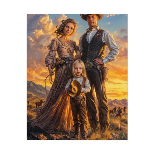 Cowboy Fantasy Family Portrait Poster from photo 3 person | custom digital portrait painting from photo | Best for Birthday Gift, Holiday Gift - Image 62