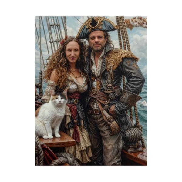 Pirate Fantasy Couple Portrait Poster with pet from photo | Custom Digital Portrait Painting from photo | Best for Birthday Gift, Holiday Gift - Image 53