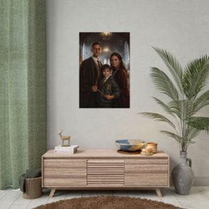 Custom Wizard Family (3 person) Portrait Poster from photo | custom digital portrait painting from photo | Best for Birthday Gift, Holiday Gift