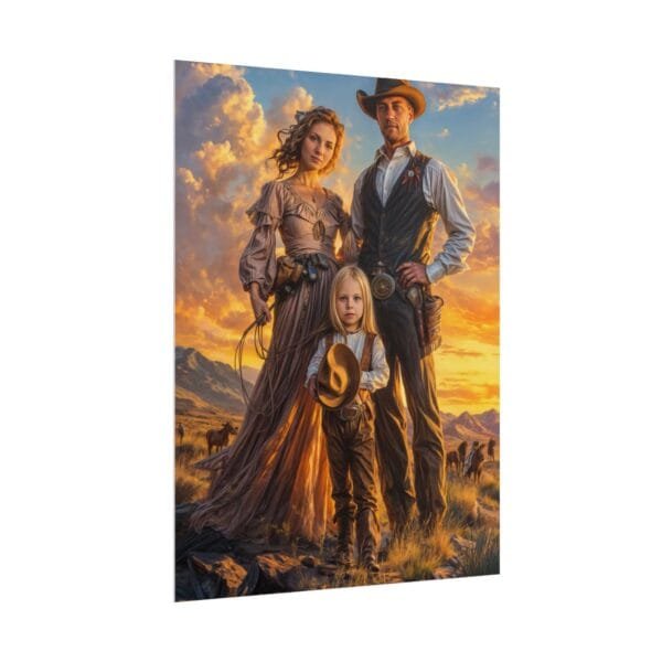 Cowboy Fantasy Family Portrait Poster from photo 3 person | custom digital portrait painting from photo | Best for Birthday Gift, Holiday Gift - Image 69