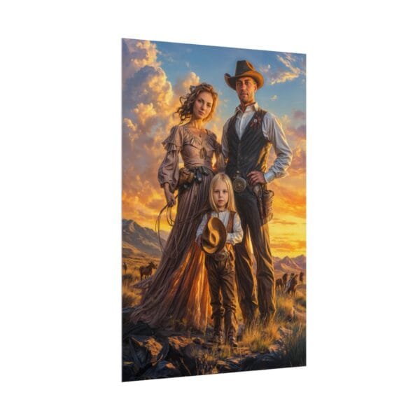 Cowboy Fantasy Family Portrait Poster from photo 3 person | custom digital portrait painting from photo | Best for Birthday Gift, Holiday Gift - Image 89