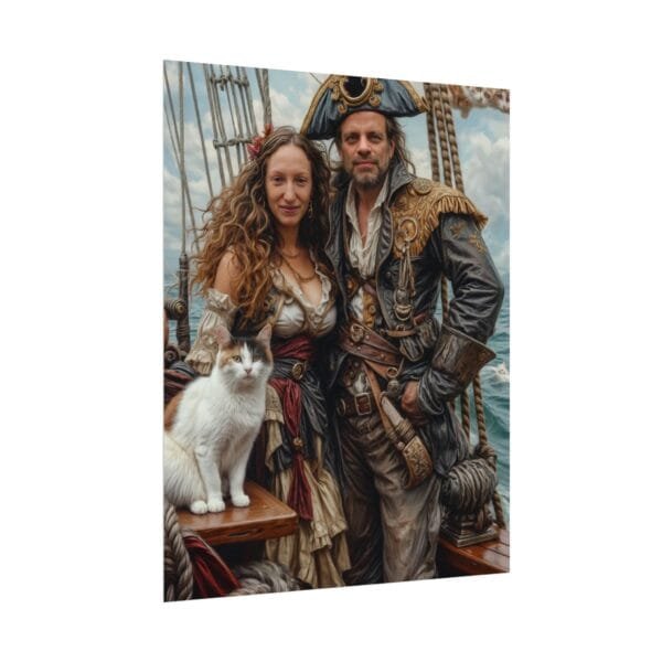 Pirate Fantasy Couple Portrait Poster with pet from photo | Custom Digital Portrait Painting from photo | Best for Birthday Gift, Holiday Gift - Image 11