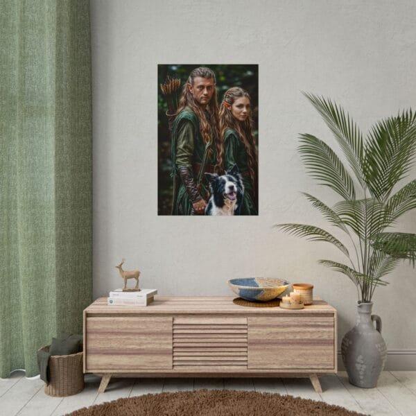 Middle-earth Fantasy Couple & Pet Portrait Poster from photo | custom digital portrait painting from photo | Best for Birthday Gift, Holiday Gift - Image 86