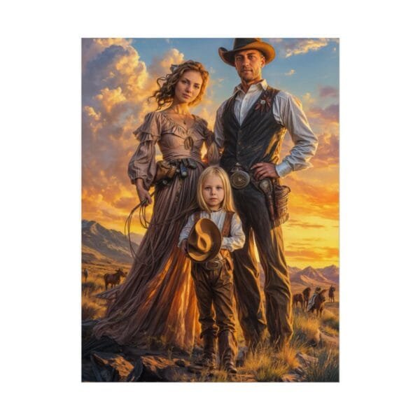Cowboy Fantasy Family Portrait Poster from photo 3 person | custom digital portrait painting from photo | Best for Birthday Gift, Holiday Gift - Image 82