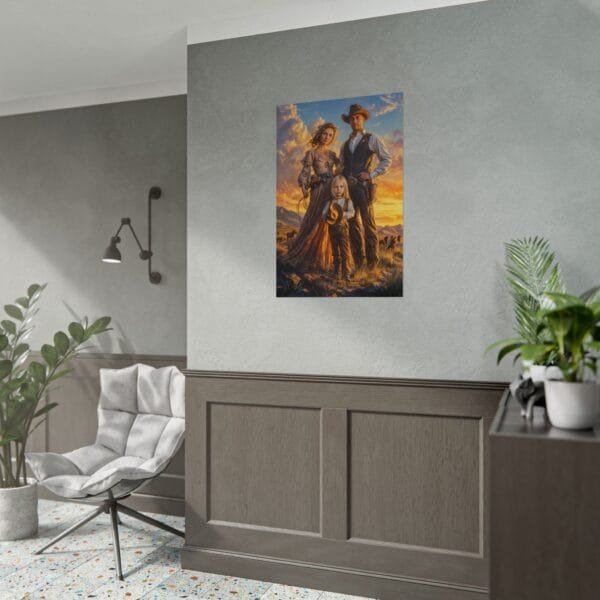 Cowboy Fantasy Family Portrait Poster from photo 3 person | custom digital portrait painting from photo | Best for Birthday Gift, Holiday Gift - Image 50