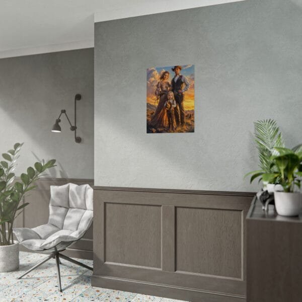 Cowboy Fantasy Family Portrait Poster from photo 3 person | custom digital portrait painting from photo | Best for Birthday Gift, Holiday Gift - Image 30
