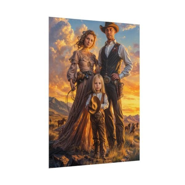 Cowboy Fantasy Family Portrait Poster from photo 3 person | custom digital portrait painting from photo | Best for Birthday Gift, Holiday Gift - Image 79