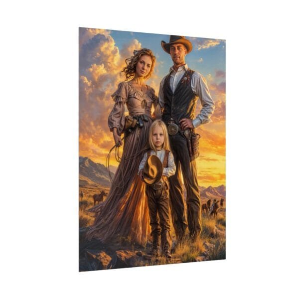 Cowboy Fantasy Family Portrait Poster from photo 3 person | custom digital portrait painting from photo | Best for Birthday Gift, Holiday Gift - Image 34