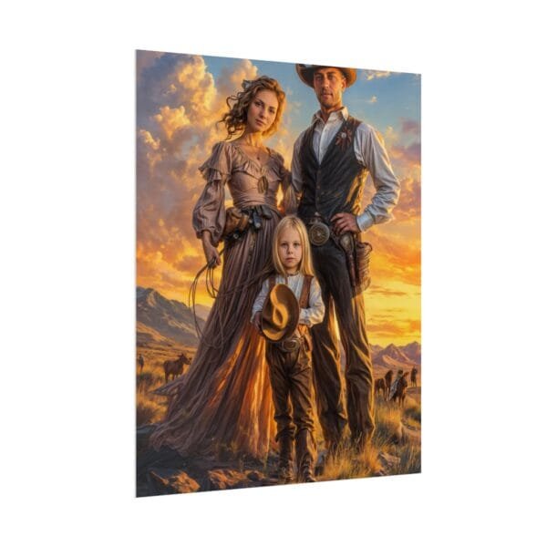 Cowboy Fantasy Family Portrait Poster from photo 3 person | custom digital portrait painting from photo | Best for Birthday Gift, Holiday Gift - Image 14