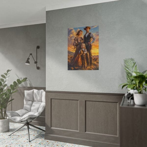 Cowboy Fantasy Family Portrait Poster from photo 3 person | custom digital portrait painting from photo | Best for Birthday Gift, Holiday Gift - Image 85