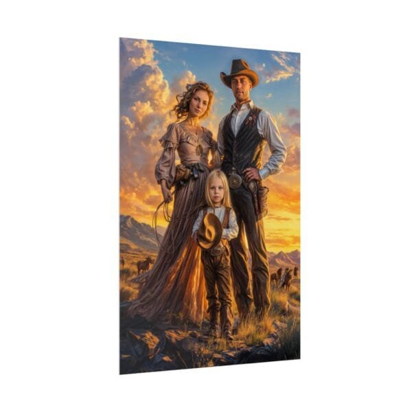 Cowboy Fantasy Family Portrait Poster from photo 3 person | custom digital portrait painting from photo | Best for Birthday Gift, Holiday Gift - Image 49