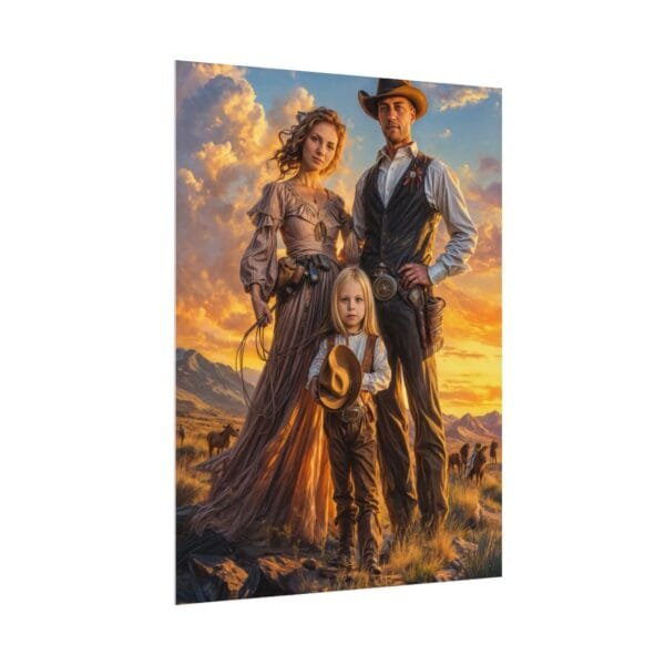 Cowboy Fantasy Family Portrait Poster from photo 3 person | custom digital portrait painting from photo | Best for Birthday Gift, Holiday Gift - Image 39