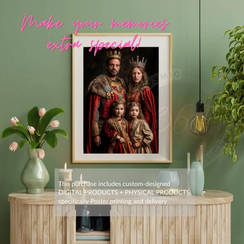 Custom Renaissance Royal Family Portrait from photo 4 people digital portrait painting from photo10