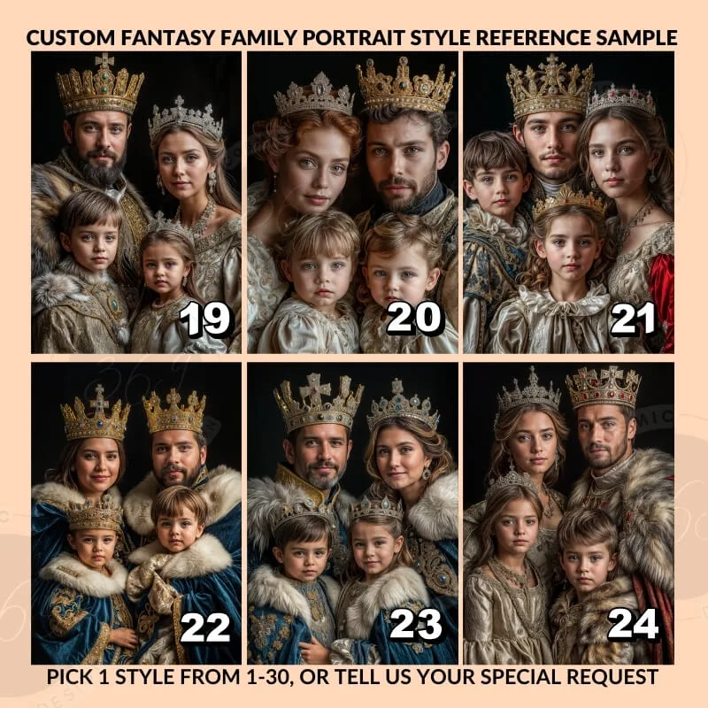 Custom Renaissance Royal Family Portrait from photo 4 people digital portrait painting from photo6 anniversary gift idea for couples -- custom portrait poster from photo