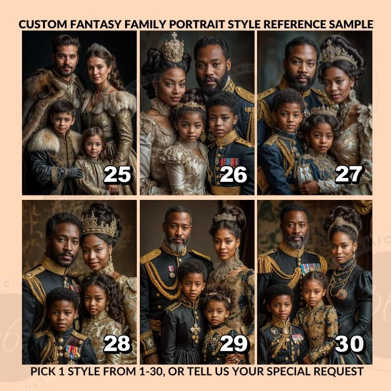 Custom Renaissance Royal Family Portrait from photo 4 people digital portrait painting from photo7