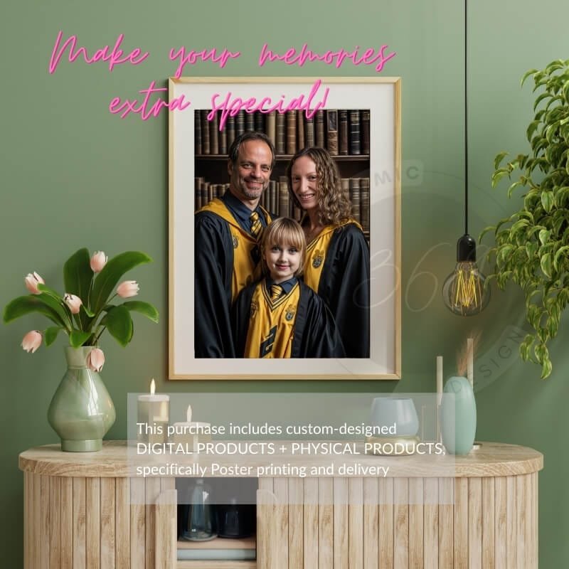 Custom Wizard Family Portrait from photo 3 people digital portrait painting from photo10
