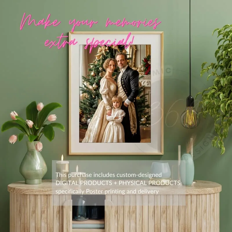 Xmas Family Portrait from photo Royal Family Portrait from photo10 personalized christmas family portrait for 3 people