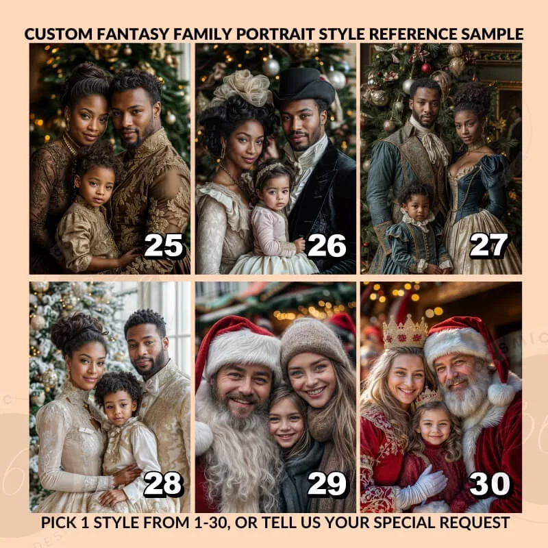 Xmas Family Portrait from photo Royal Family Portrait from photo7 anniversary gift idea for couples -- custom familyu portrait from photo