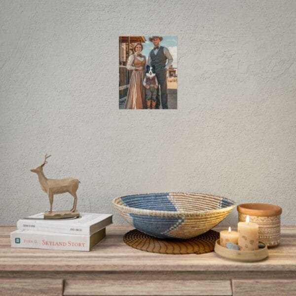 Fantasy Western Cowboy Cowgirl Couple Portrait Poster with Pet from photo 2 person 1 pet | custom portrait painting from photo | Best for Birthday Gift, Holiday Gift - Image 52