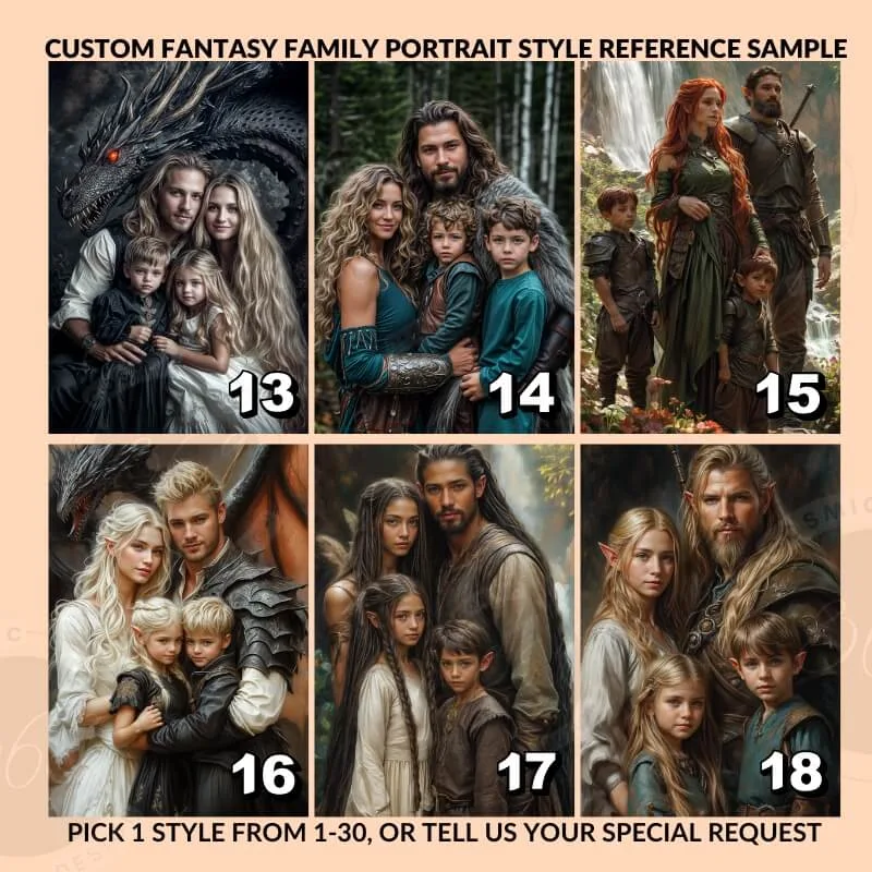 Custom DnD Style Fantasy Family Portrait of 4 from photo5