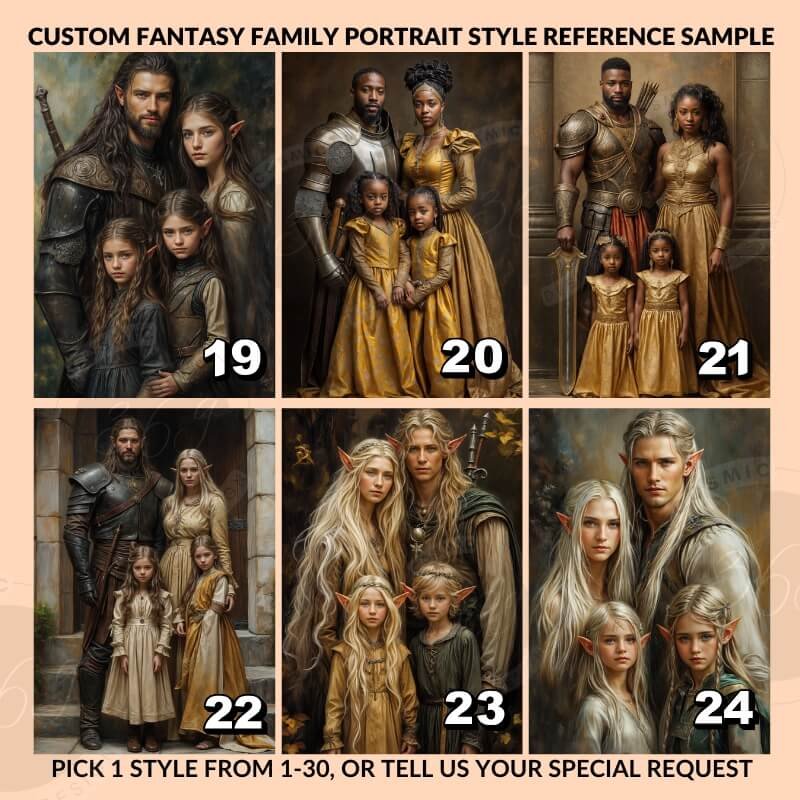 Custom DnD Style Fantasy Family Portrait of 4 from photo (1)